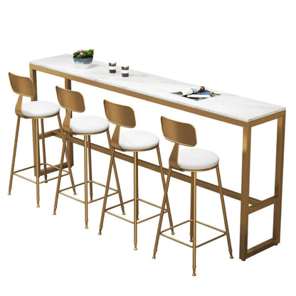 Table de bar glamour en faux marbre avec pieds dorés pour les repas