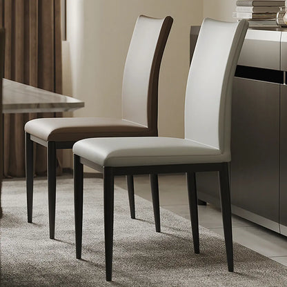 Chaise de salle à manger moderne à dossier solide, revêtue de similicuir