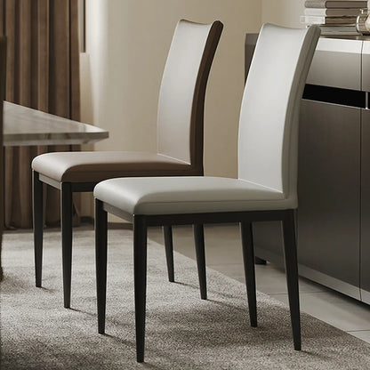 Chaise de salle à manger moderne à dossier solide, revêtue de similicuir