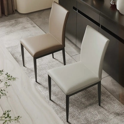 Chaise de salle à manger moderne à dossier solide, revêtue de similicuir