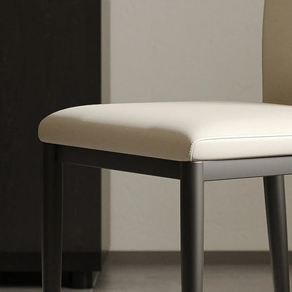 Chaise de salle à manger moderne à dossier solide, revêtue de similicuir