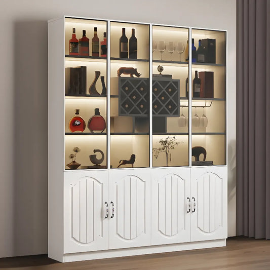 Vitrine en bois noir avec porte vitrée et rangement pour vin