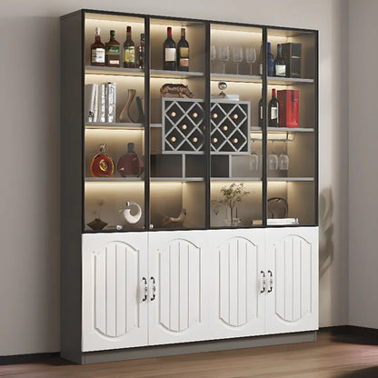 Vitrine en bois noir avec porte vitrée et rangement pour vin