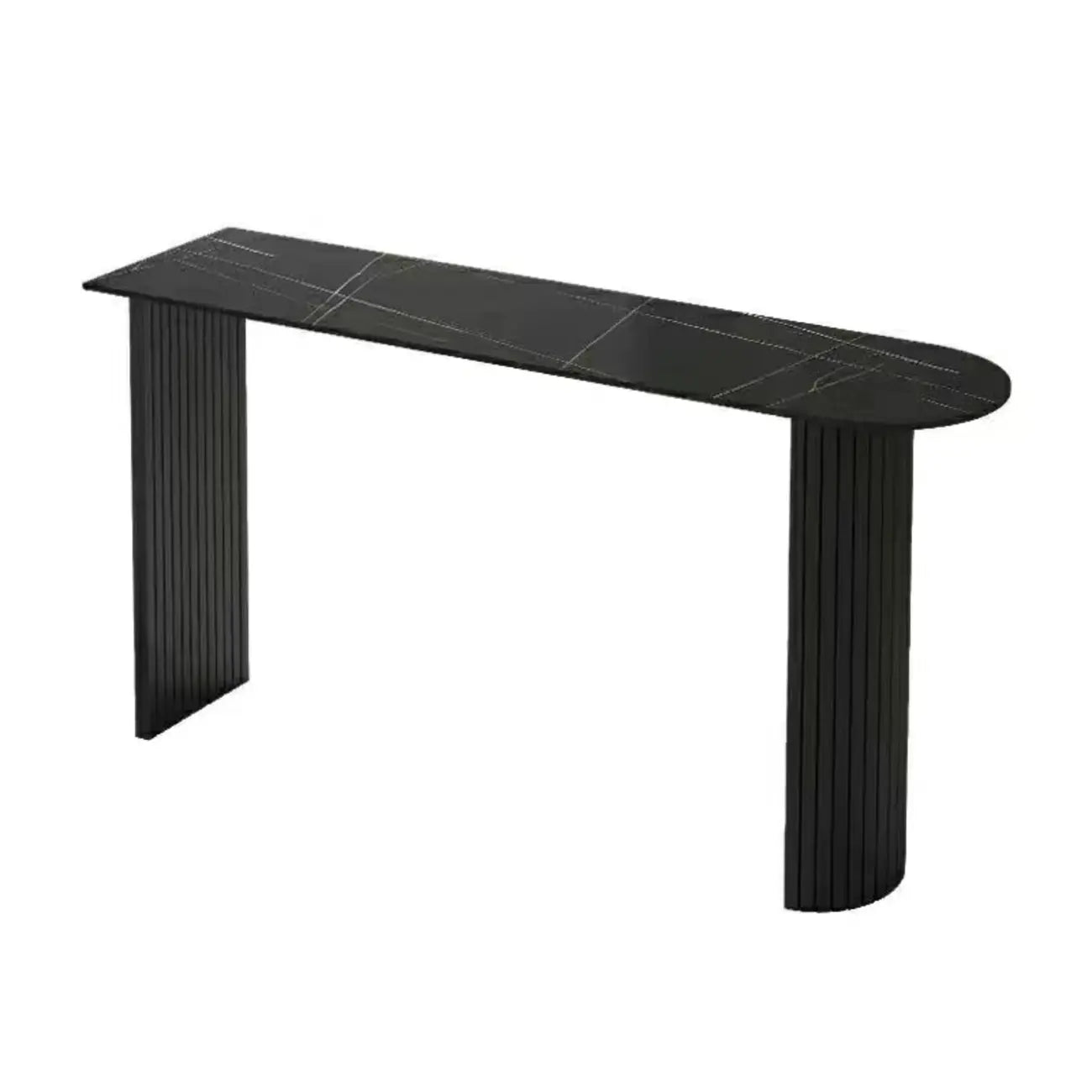 Table de bar moderne avec plateau en marbre et cadre géométrique pour les repas