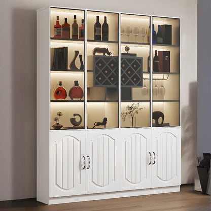 Vitrine en bois noir avec porte vitrée et rangement pour vin