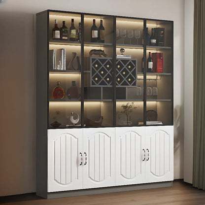 Vitrine en bois noir avec porte vitrée et rangement pour vin