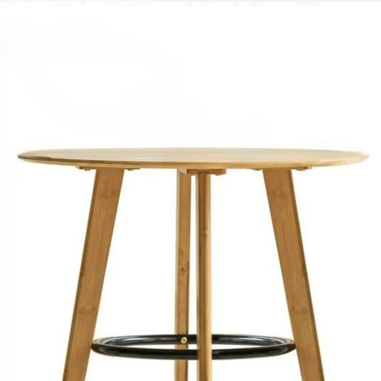 Table de bar ronde scandinave en bambou avec repose-pieds noir pour les repas