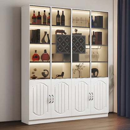 Vitrine en bois noir avec porte vitrée et rangement pour vin