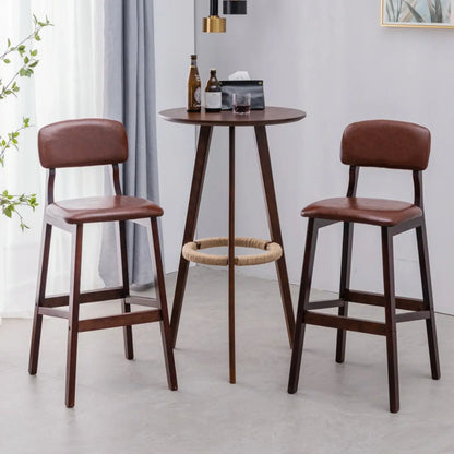 Table de bar moderne en bois avec tabourets ronds pour bistro