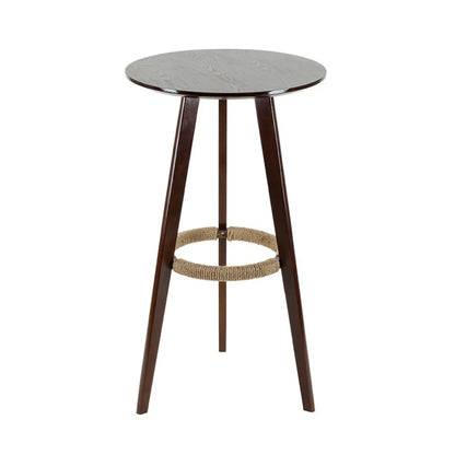 Table de bar moderne en bois avec tabourets ronds pour bistro