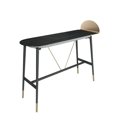 Table de bar design en métal noir avec repose-pieds doré pour intérieur moderne