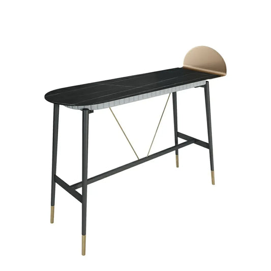 Table de bar design en métal noir avec repose-pieds doré pour intérieur moderne