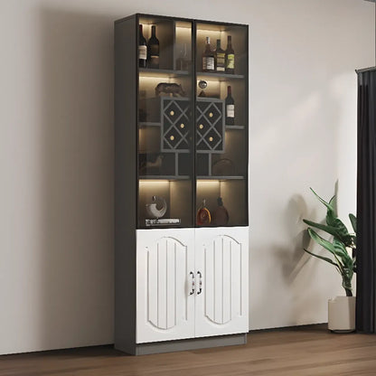 Vitrine en bois noir avec porte vitrée et rangement pour vin