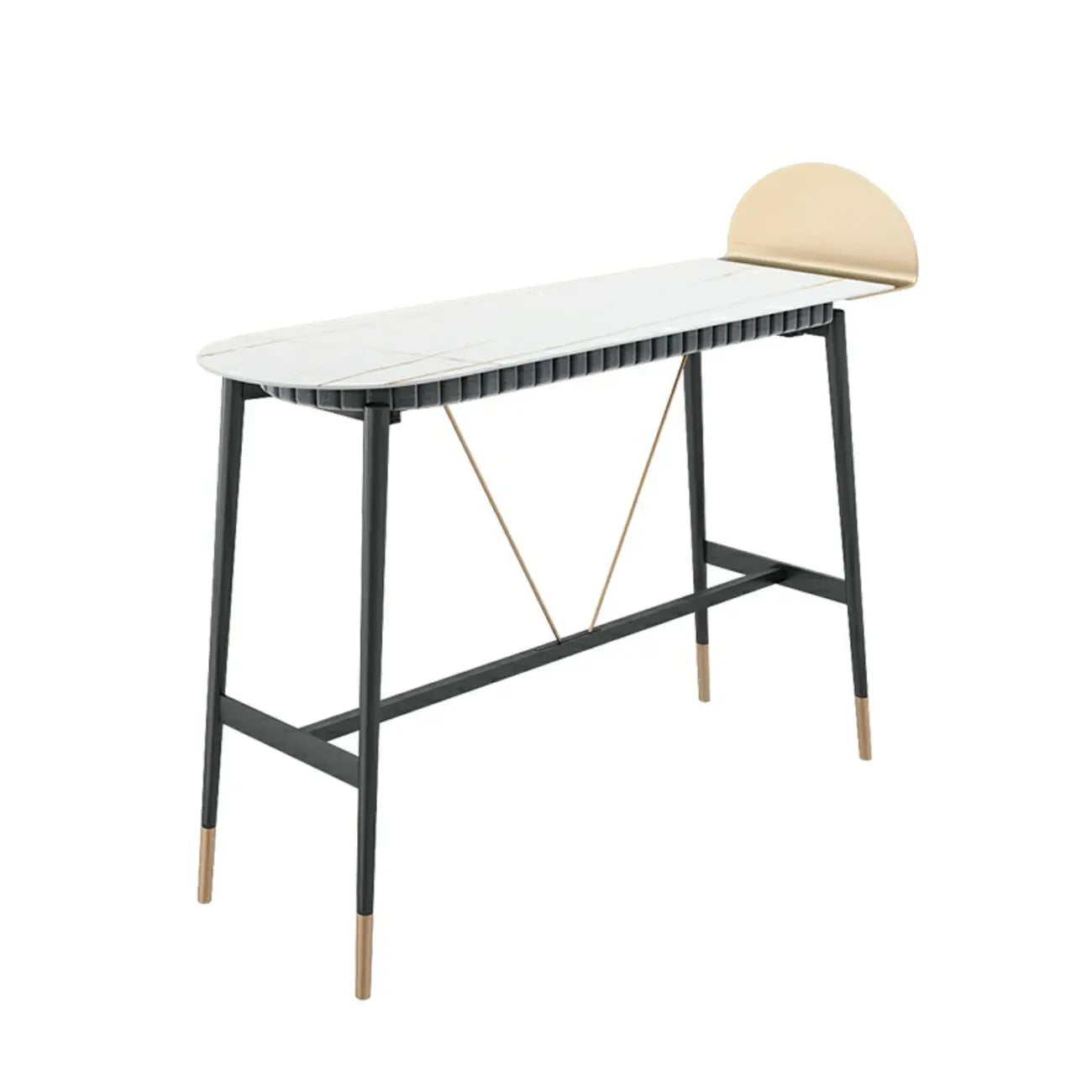 Table de bar design en métal noir avec repose-pieds doré pour intérieur moderne