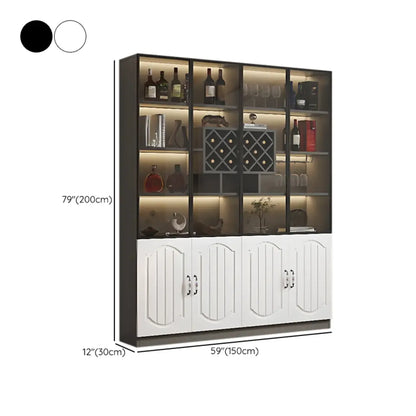 Vitrine en bois noir avec porte vitrée et rangement pour vin