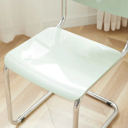 Chaise de salle à manger simple en métal sans accoudoirs, dossier plein jaune