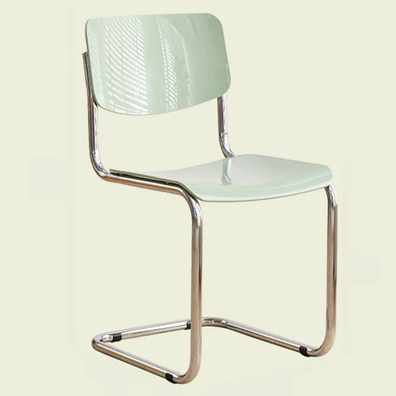 Chaise de salle à manger simple en métal sans accoudoirs, dossier plein jaune