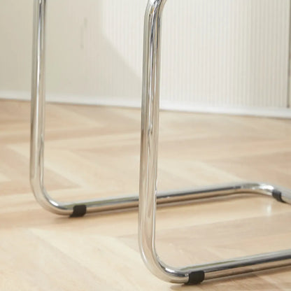 Chaise de salle à manger simple en métal sans accoudoirs, dossier plein jaune