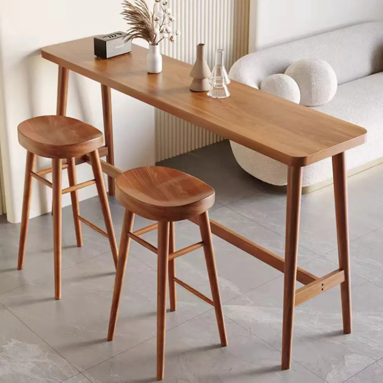 Table de bar rectangulaire en bois couleur expresso avec repose-pieds pour 2 personnes