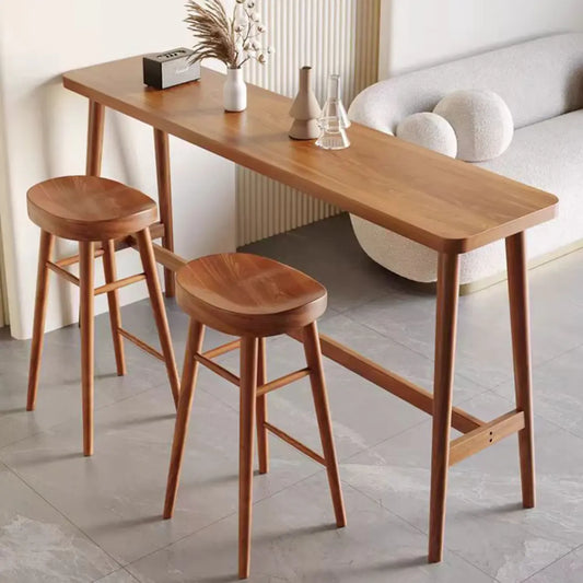 Table de bar rectangulaire en bois couleur expresso avec repose-pieds pour 2 personnes
