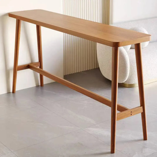 Table de bar rectangulaire en bois couleur expresso avec repose-pieds pour 2 personnes