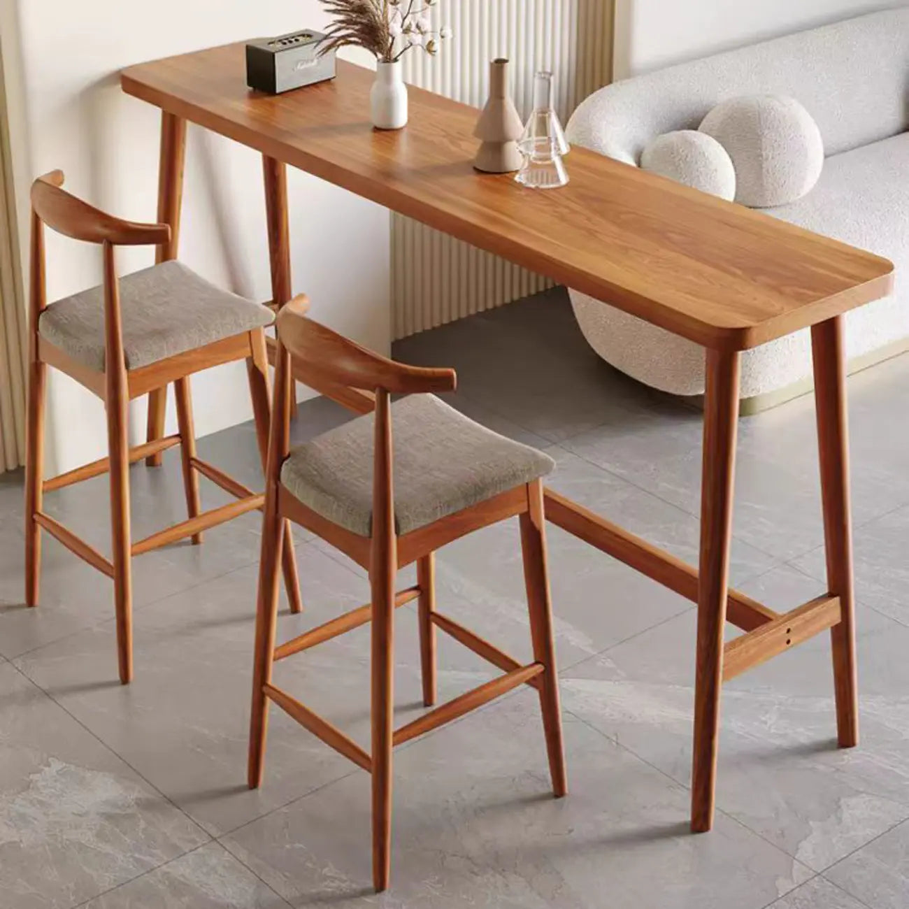 Table de bar rectangulaire en bois couleur expresso avec repose-pieds pour 2 personnes