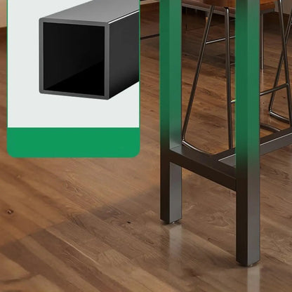 Table de bar longue contemporaine en bois avec repose-pieds en métal pour 8 personnes