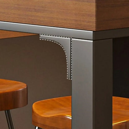 Table de bar longue contemporaine en bois avec repose-pieds en métal pour 8 personnes