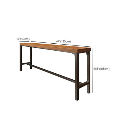 Table de bar longue contemporaine en bois avec repose-pieds en métal pour 8 personnes