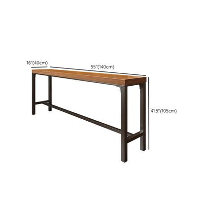 Table de bar longue contemporaine en bois avec repose-pieds en métal pour 8 personnes