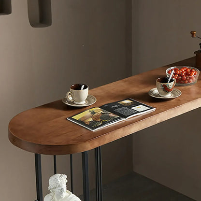 Table de bar étroite en bois avec double étagère de rangement