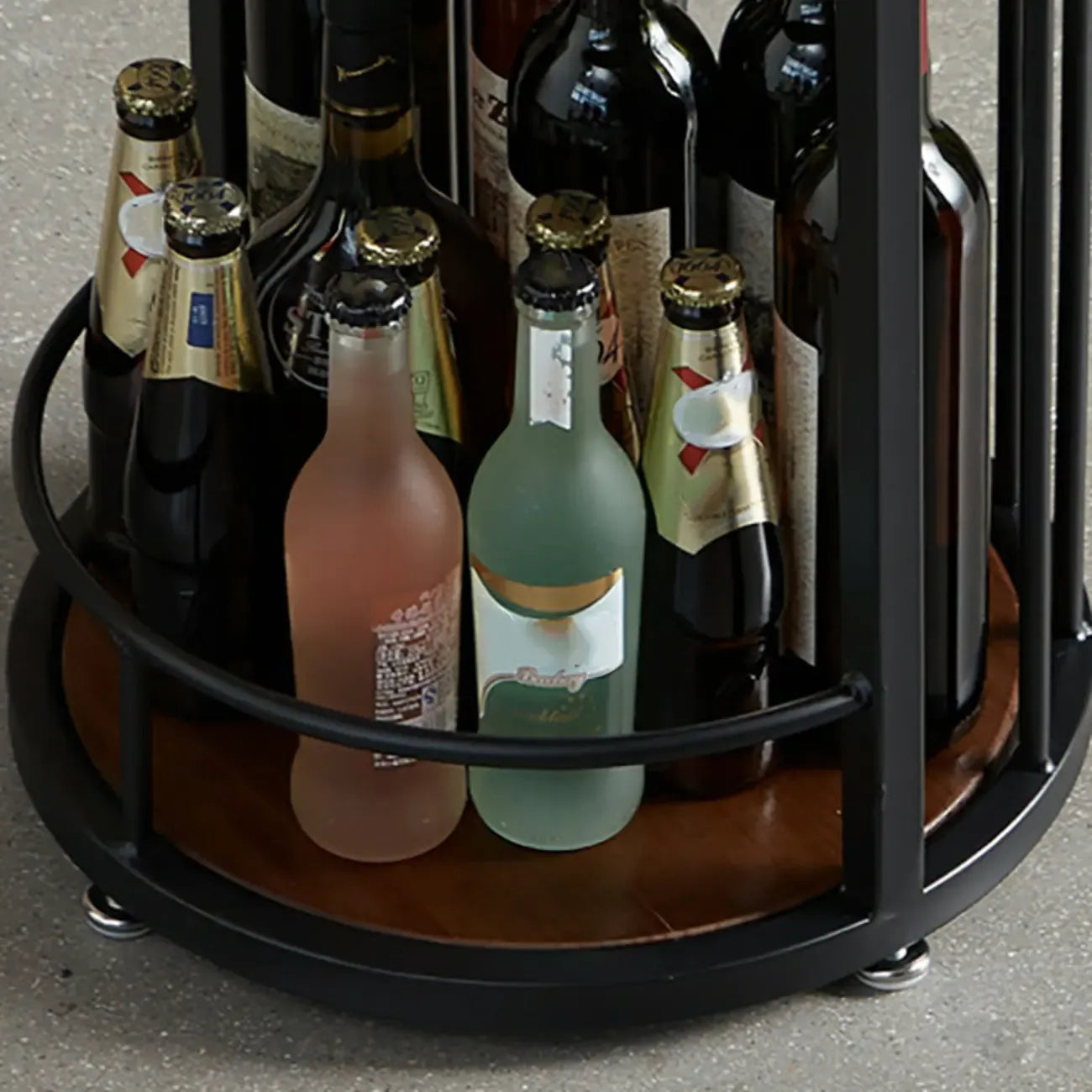 Table de bar étroite en bois avec double étagère de rangement