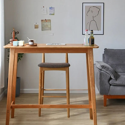 Table de bar rustique en bois massif avec pieds à tréteaux pour une maison moderne