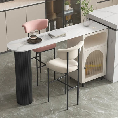 Table de bar blanche moderne pour 2 personnes avec double piétement pour salon
