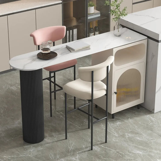 Table de bar blanche moderne pour 2 personnes avec double piétement pour salon