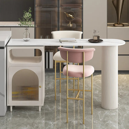 Table de bar blanche moderne pour 2 personnes avec double piétement pour salon