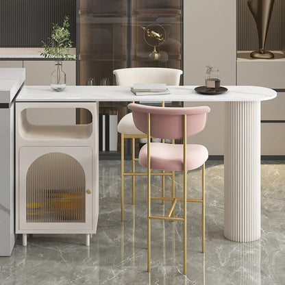 Table de bar blanche moderne pour 2 personnes avec double piétement pour salon