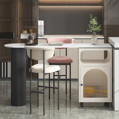 Table de bar blanche moderne pour 2 personnes avec double piétement pour salon