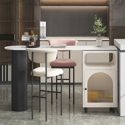 Table de bar blanche moderne pour 2 personnes avec double piétement pour salon