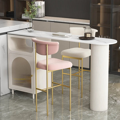 Table de bar blanche moderne pour 2 personnes avec double piétement pour salon