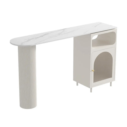 Table de bar blanche moderne pour 2 personnes avec double piétement pour salon