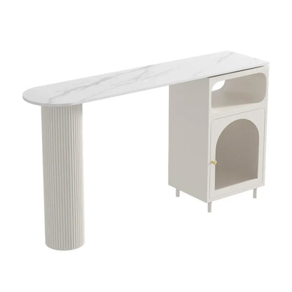 Table de bar blanche moderne pour 2 personnes avec double piétement pour salon