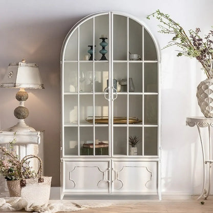 Vitrine élégante en bois et métal incurvée pour cuisine