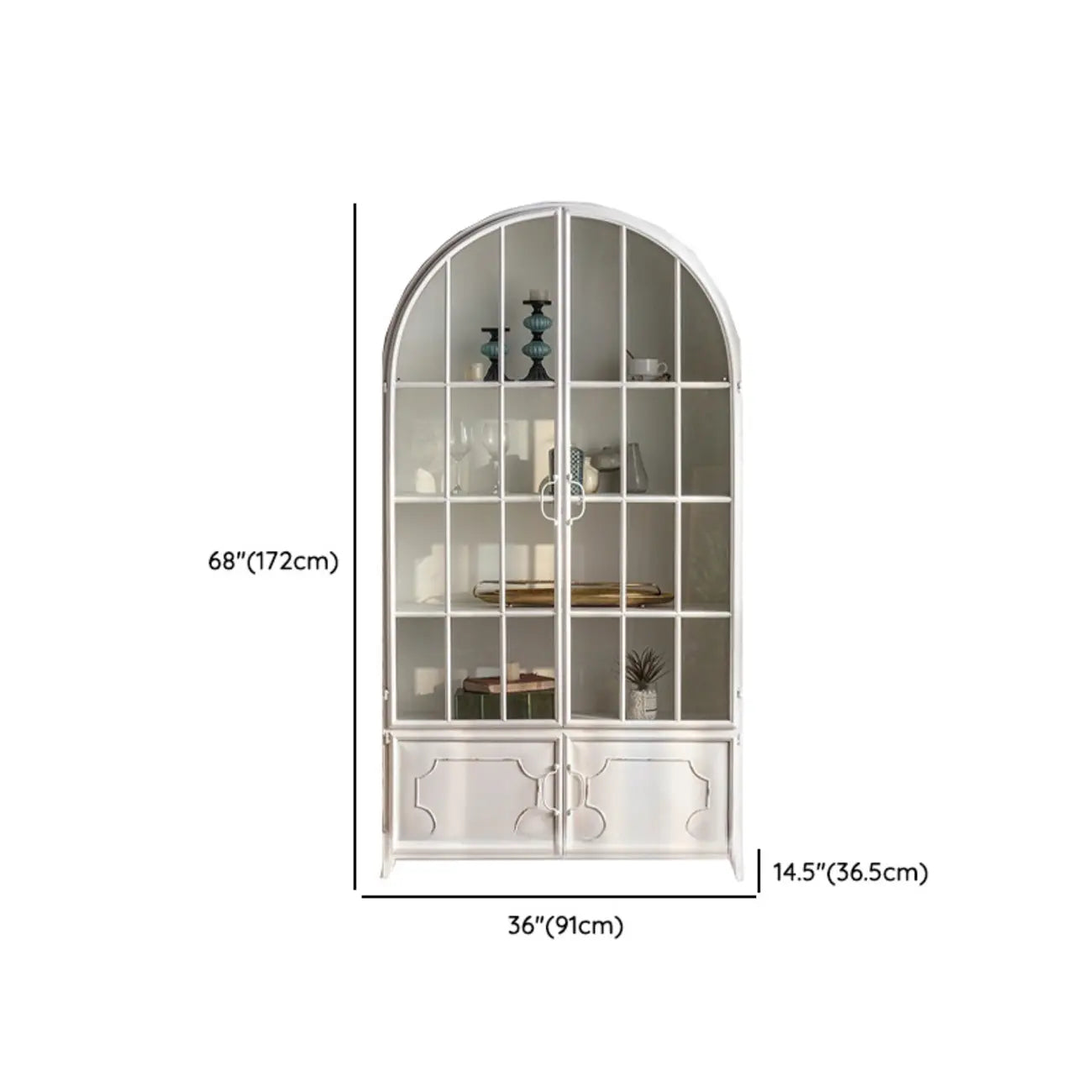 Vitrine élégante en bois et métal incurvée pour cuisine