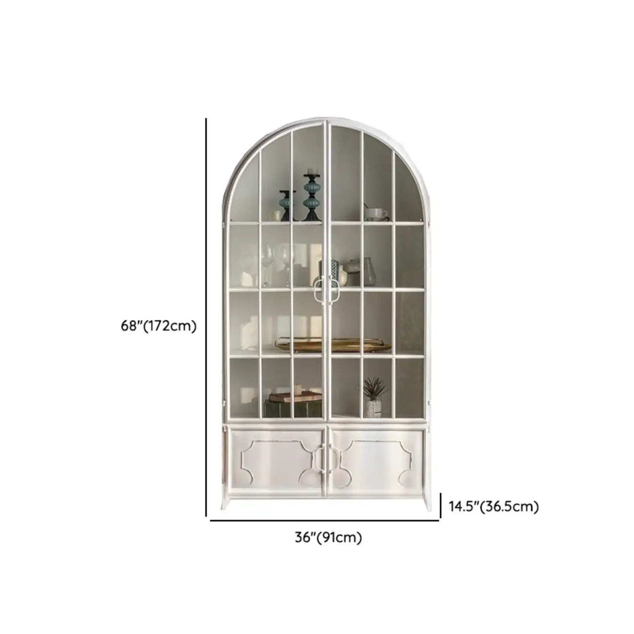 Vitrine élégante en bois et métal incurvée pour cuisine