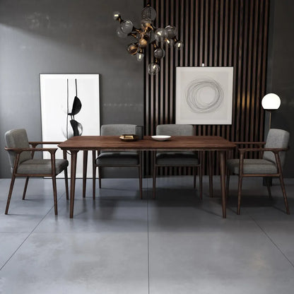 Chaise de salle à manger moderne rembourrée, de forme carrée, avec accoudoirs en bois