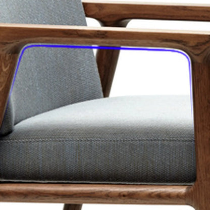 Chaise de salle à manger moderne rembourrée, de forme carrée, avec accoudoirs en bois