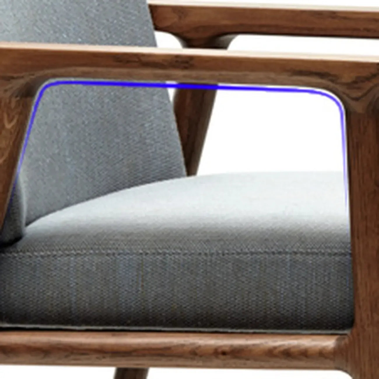 Chaise de salle à manger moderne rembourrée, de forme carrée, avec accoudoirs en bois