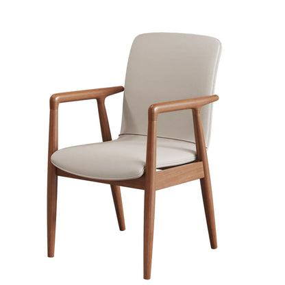 Fauteuil de salle à manger moderne en bois recouvert de similicuir