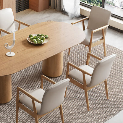 Fauteuil de salle à manger moderne en bois recouvert de similicuir